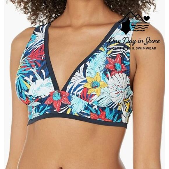 Tommy Hilfiger Floral V Neck Bikini Top Size S - Picture 1 of 6